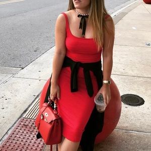 Elegant cotton cotton red dress